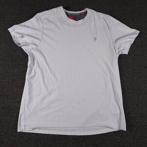 Bruno Milano T-Shirt Mens L Light Grey Flamingo Embroidered Short Sleeve Top